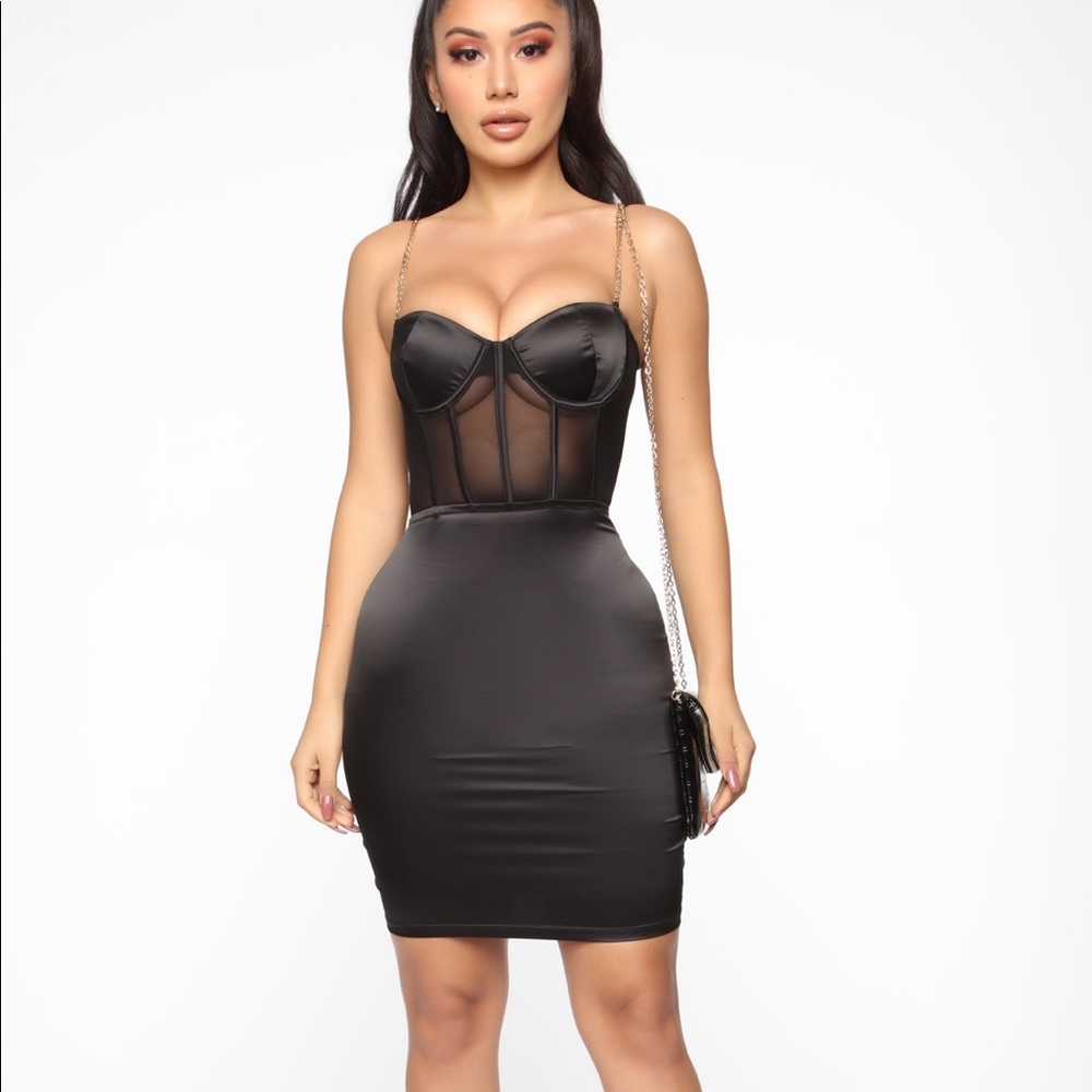 Fashion Nova Sexy in Satin Mini Dress in black